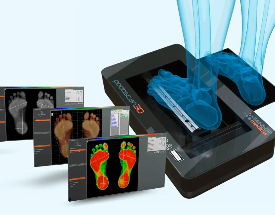 Especialista analizando la biomecánica de la pisada con tecnología 3D para optimizar la postura y reducir el dolor articular.