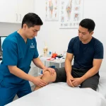 Especialista realizando cirugía traumatológica menor en Santa María Fisiomedic para reducir lesiones de tejidos blandos y acelerar la recuperación.