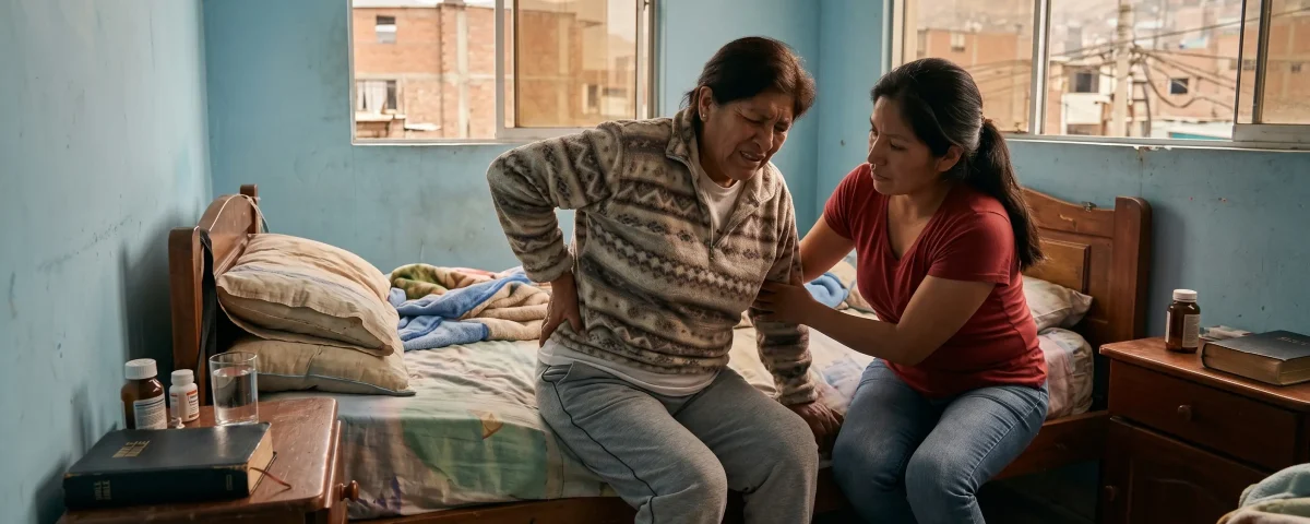ciática en SJL persona con dolor lumbar que se irradia hacia la pierna por compresión del nervio ciático