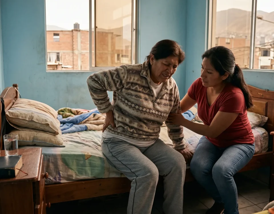ciática en SJL persona con dolor lumbar que se irradia hacia la pierna por compresión del nervio ciático