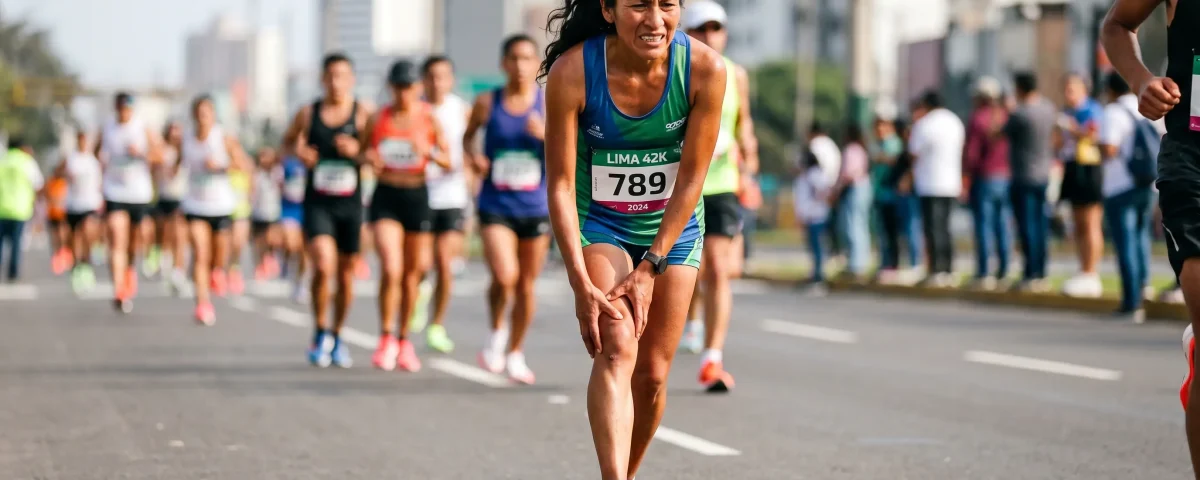 Corredor con dolor de rodilla durante una carrera en San Juan de Lurigancho - señales de alerta a vigilar