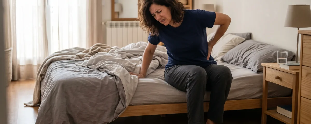 dolor lumbar al levantarse en SJL persona con rigidez en la espalda baja al salir de la cama