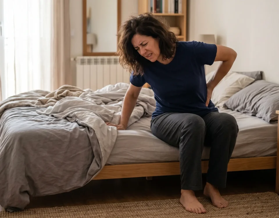 dolor lumbar al levantarse en SJL persona con rigidez en la espalda baja al salir de la cama