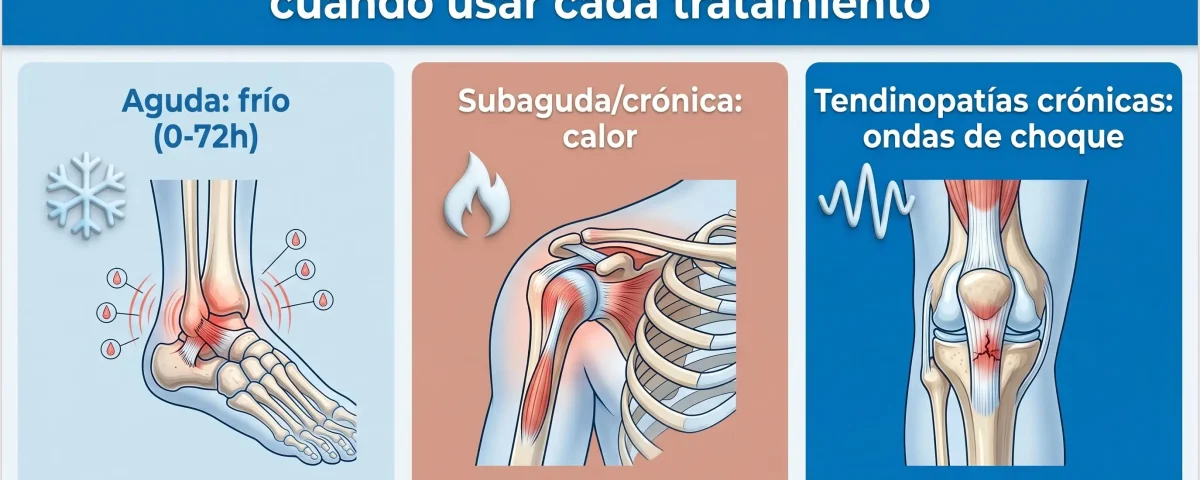 Crioterapia vs calor vs ondas de choque
