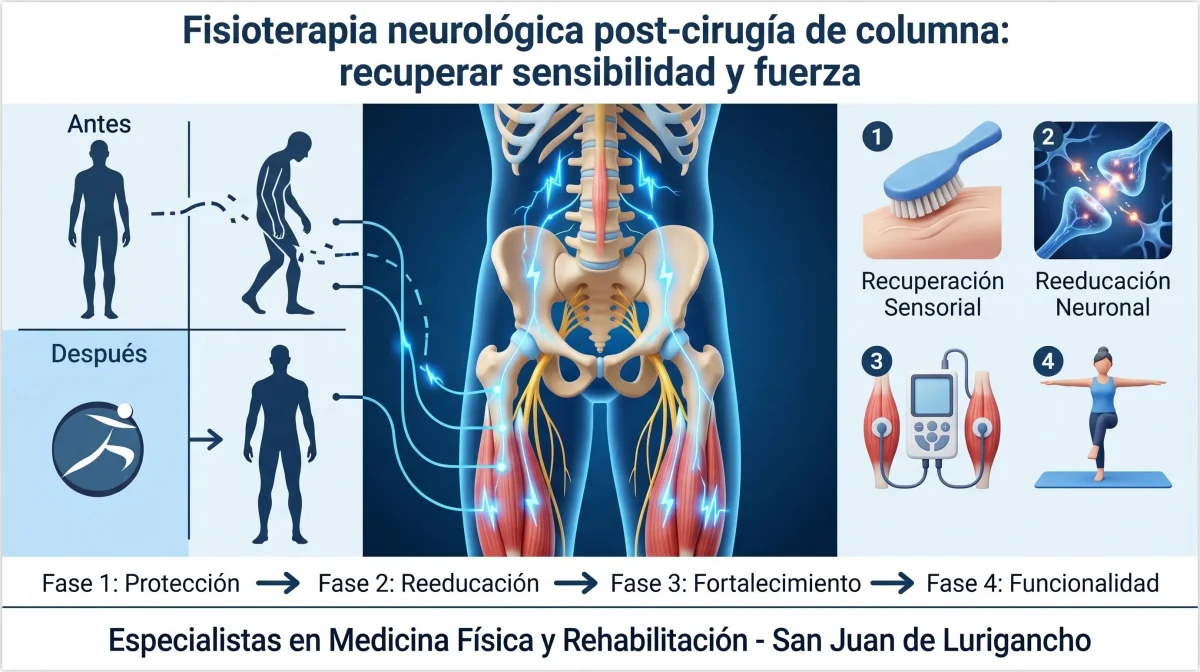 Fisioterapia neurológica post-cirugía de columna: recuperar sensibilidad y fuerza