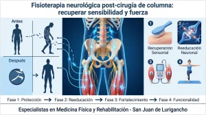 Fisioterapia neurológica post-cirugía de columna: recuperar sensibilidad y fuerza