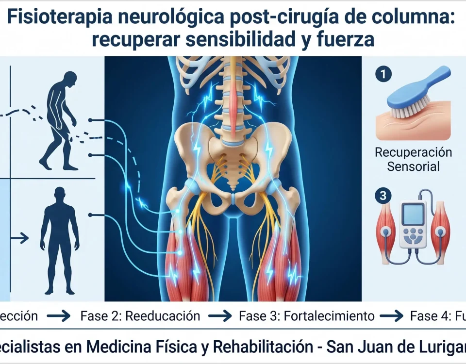 Fisioterapia neurológica post-cirugía de columna: recuperar sensibilidad y fuerza