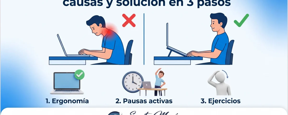 Cuello rígido por trabajo remoto: causas y solución en 3 pasos
