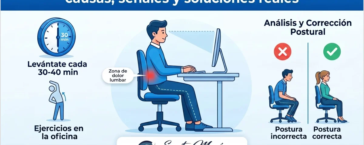 Dolor de espalda baja en la oficina: causas, señales y soluciones reales