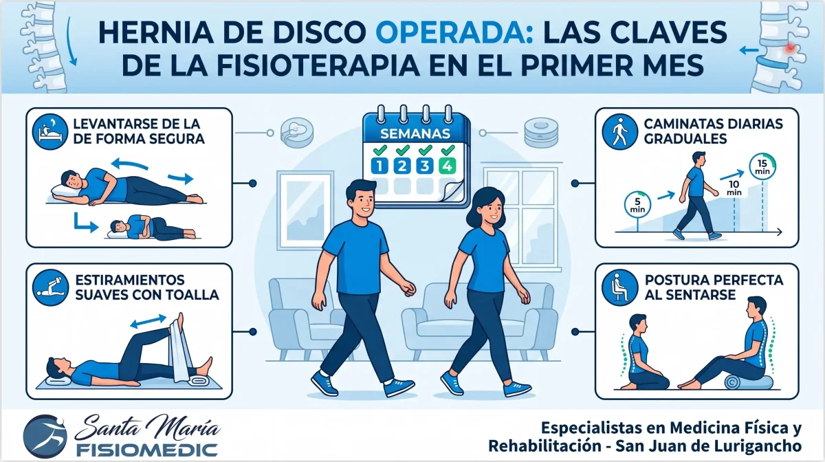 Hernia de disco operada: las claves de la fisioterapia en el primer mes