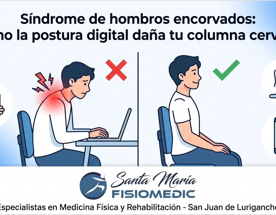 Síndrome de hombros encorvados: cómo la postura digital daña tu columna cervical
