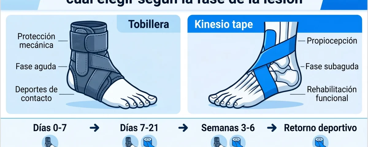 Vendaje neuromuscular vs tobillera: cuál elegir según la fase de la lesión