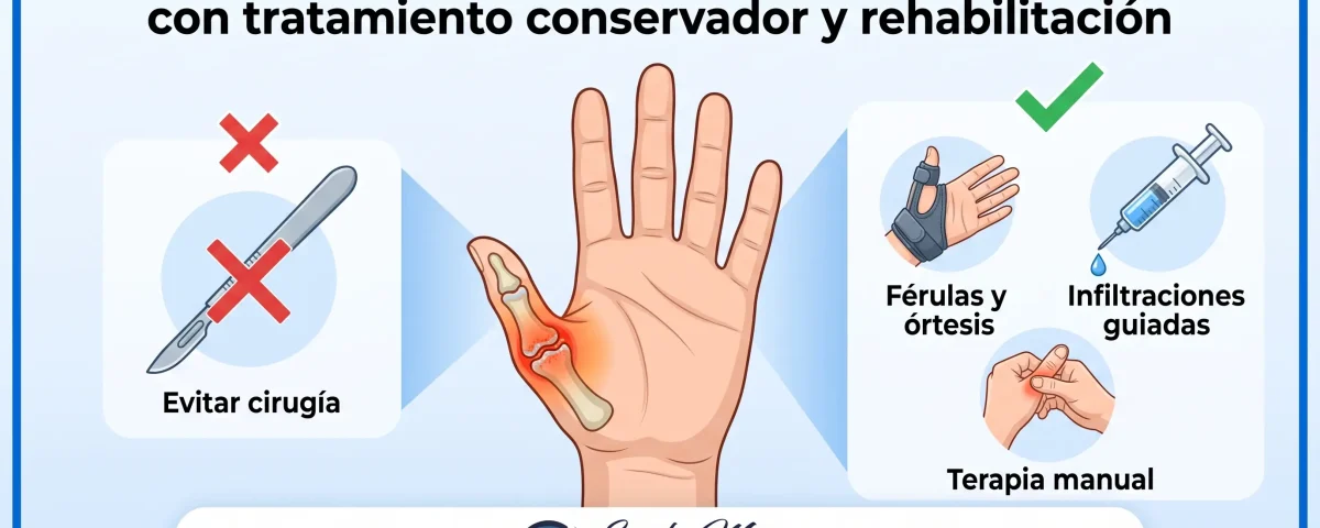 Rizartrosis (artrosis del pulgar): cómo evitar la cirugía con tratamiento conservador y rehabilitación
