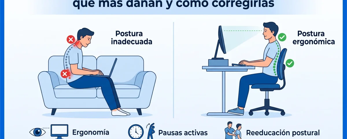 Trabajo híbrido y columna: las posturas que más dañan y cómo corregirlas