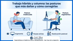 Trabajo híbrido y columna: las posturas que más dañan y cómo corregirlas
