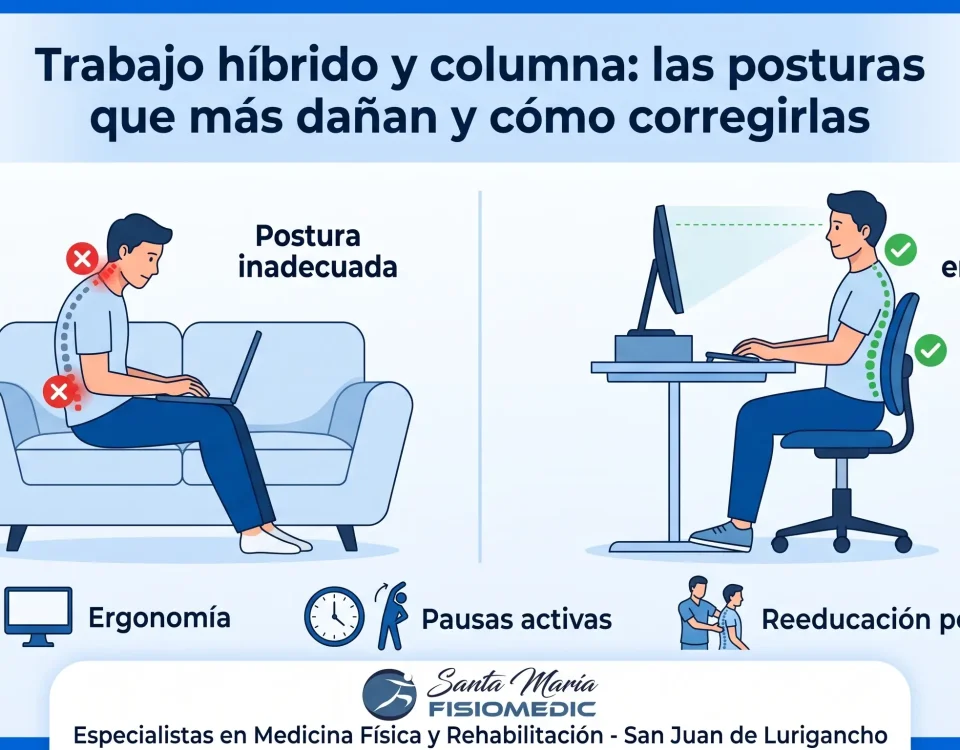Trabajo híbrido y columna: las posturas que más dañan y cómo corregirlas