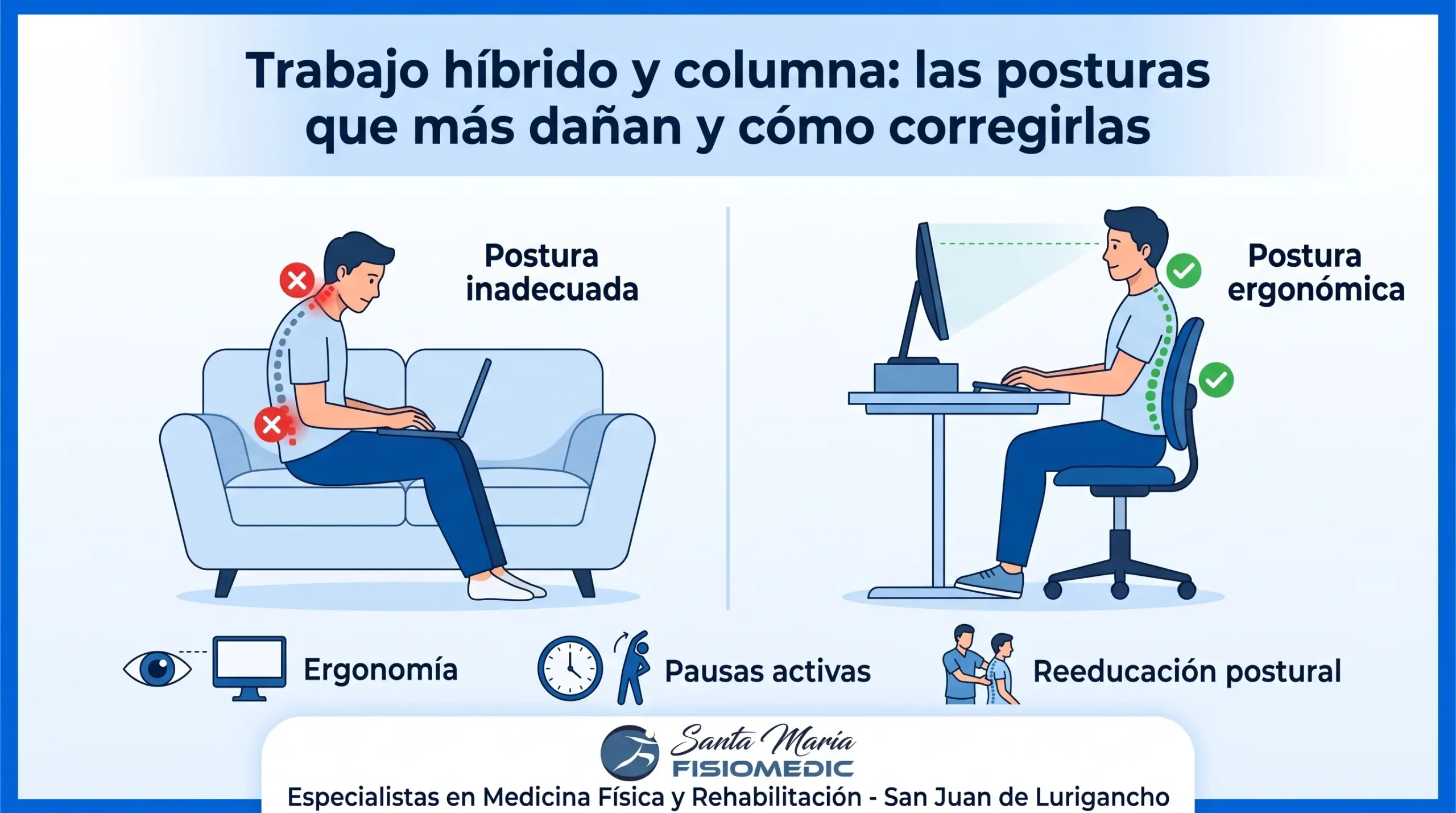 Trabajo híbrido y columna: las posturas que más dañan y cómo corregirlas