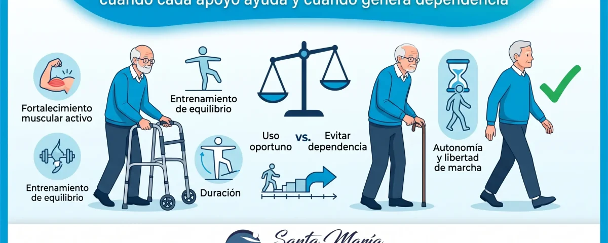 Bastón, andador o ninguno: cuándo cada apoyo ayuda y cuándo genera dependencia