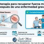 Kinesioterapia para recuperar fuerza muscular después de una enfermedad grave