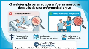 Kinesioterapia para recuperar fuerza muscular después de una enfermedad grave