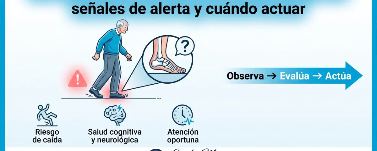 Marcha lenta y arrastrada en adultos mayores: señales de alerta y cuándo actuar