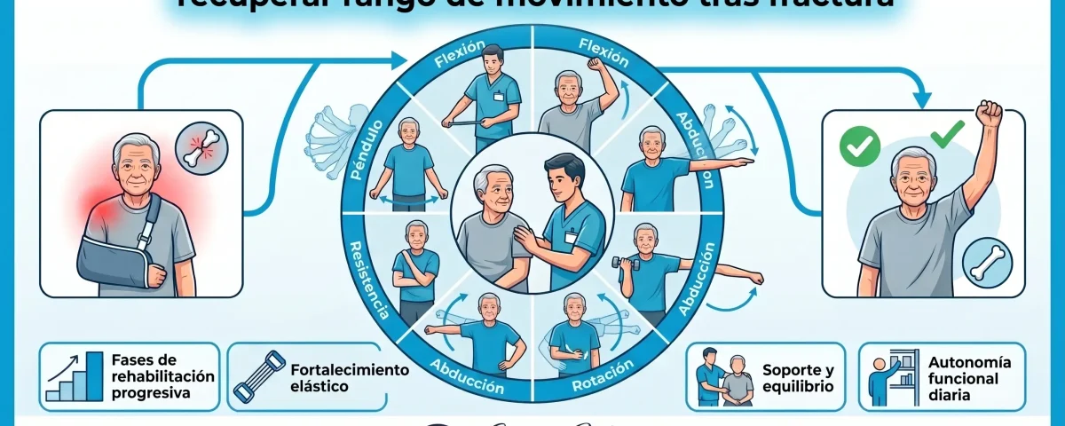 Rehabilitación de hombro en mayores: recuperar rango de movimiento tras fractura