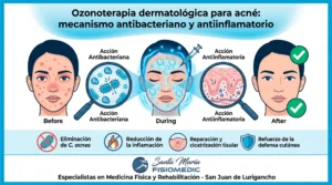 Ozonoterapia dermatológica para acné: mecanismo antibacteriano y antiinflamatorio