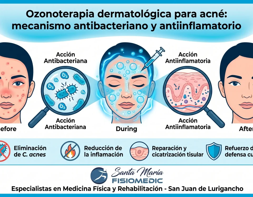 Ozonoterapia dermatológica para acné: mecanismo antibacteriano y antiinflamatorio