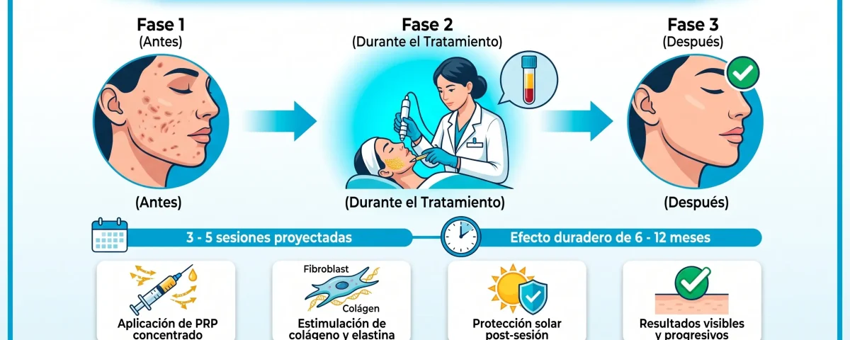 PRP facial para cicatrices de acné: qué esperar en cada sesión y cuánto dura el efecto