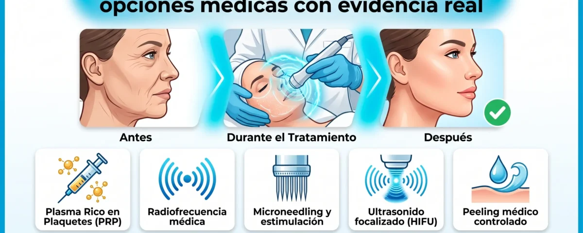 Rejuvenecimiento facial sin cirugía: opciones médicas con evidencia real